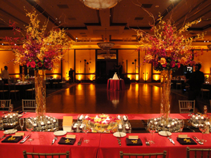 Red and Orange Banquet Set up Marriott at Key Center